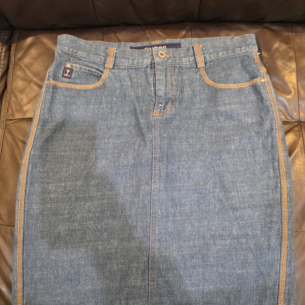 Guess Blue Denim Jeans with Tan Stitching
